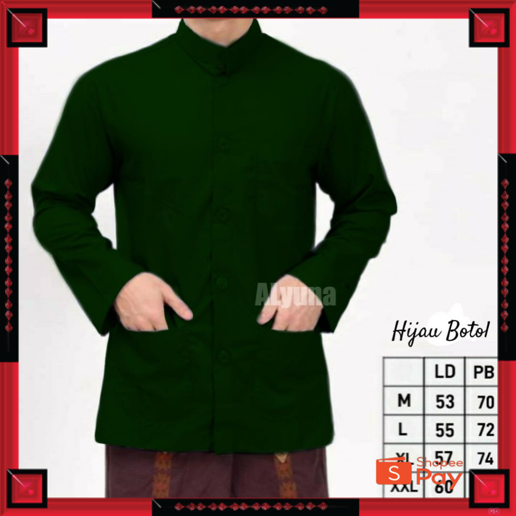 [PREMIUM ORIGINAL] Koko Haibah Hijau Botol Hijau NU Polos Lengan Panjang Koko Habaib Koko Habibi Mur