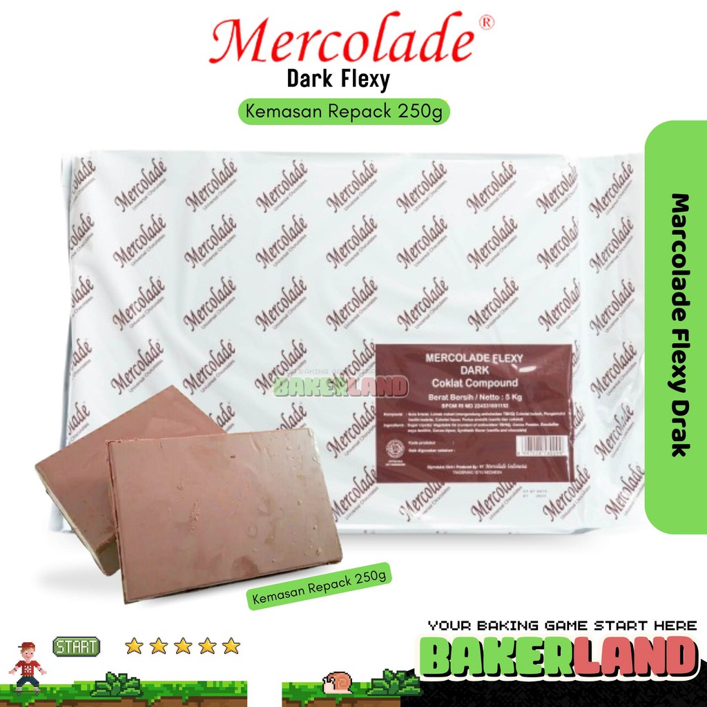 

Mercolade Flexy Dark Compound Repack 250g / Cokelat Dark Compound / Cokelat Batang Dark Compound Marcodale