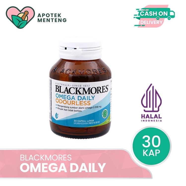 Blackmores Omega Daily Odourless 30 Kapsul Lunak - Sumber Alami Omega 3