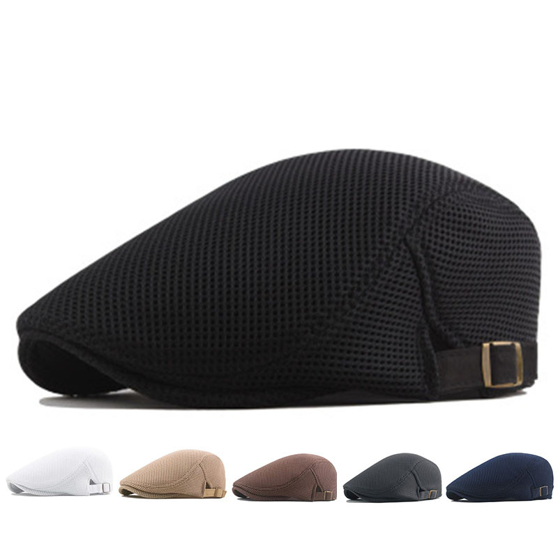 Men Mesh Newsboy Caps British Painters Hats Spring and Summer Ventilate Berets Adjustable Flat Cap H