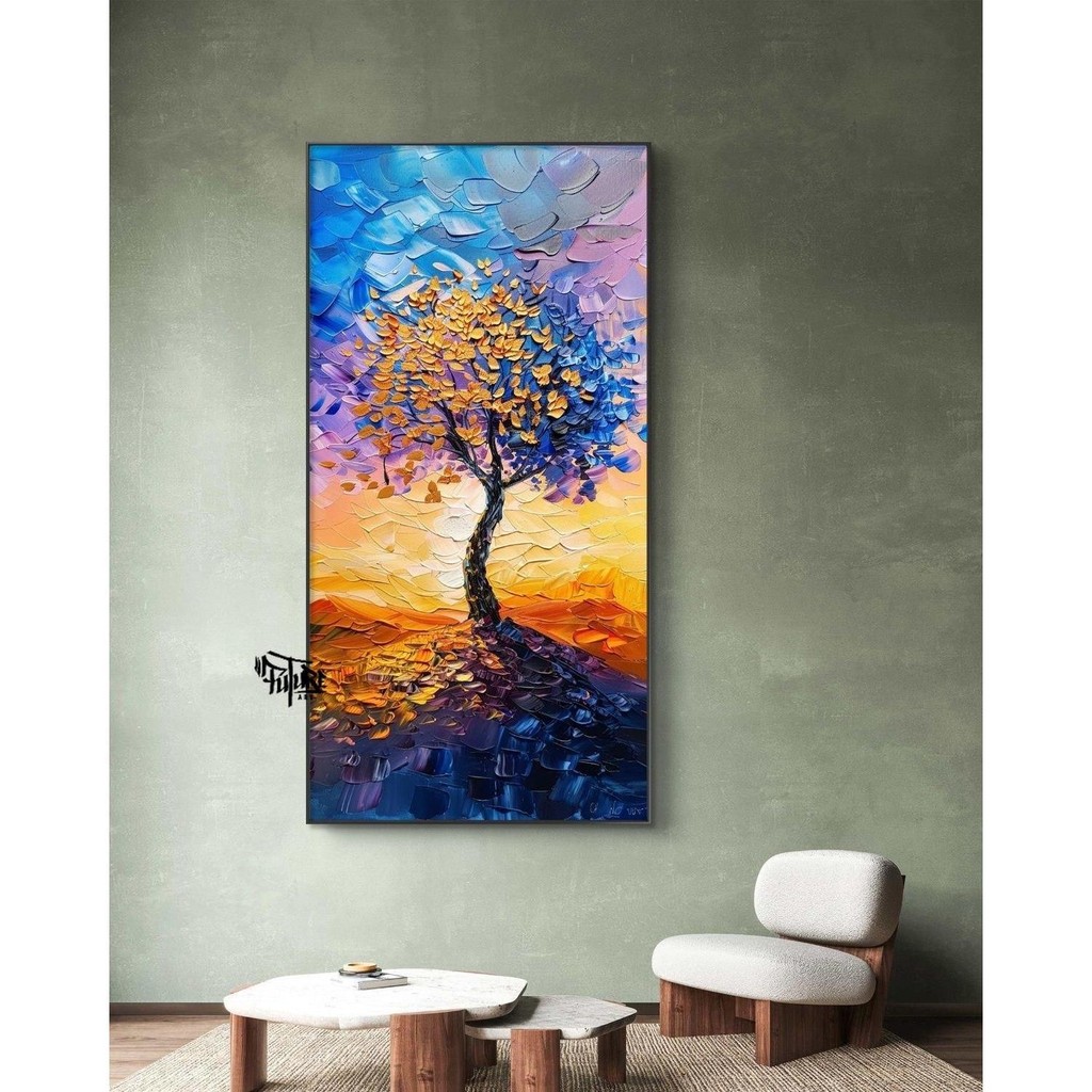 Lukisan Abstrak Pohon Wall Decor Dinding Hotel Atau Kamar Tidur - Future Art Painting