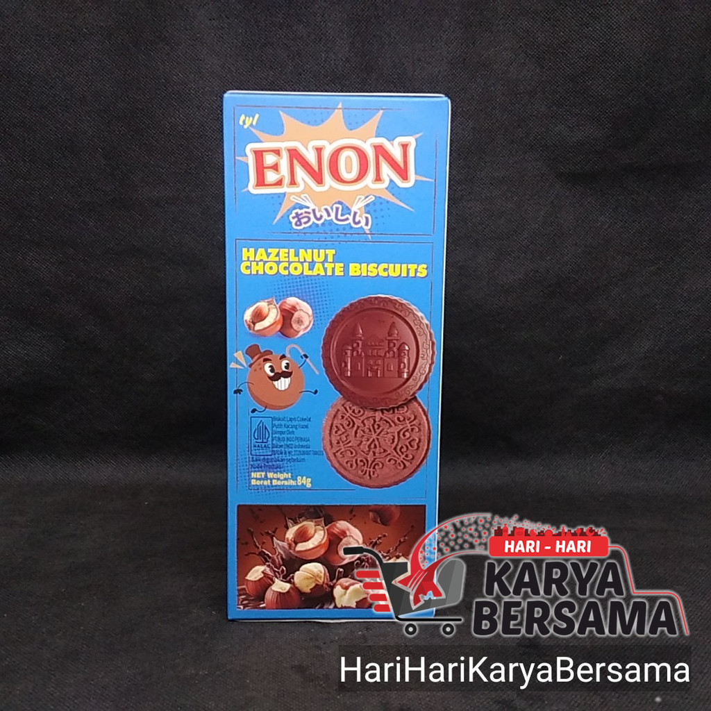 

MAKANAN RINGAN BISKUIT ENON HAZELNUT CHOCOLATE BISCUIT 84GR