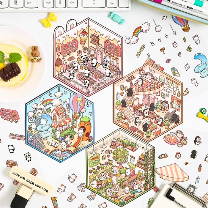 

Sticker Viral DIY 3D Landscape Stiker Premium Deco Korean Style CUTE ANIMALS Mainan Anak Gwiyeo