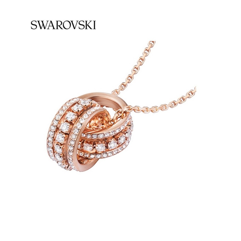 Swarovski original 100% kalung cincin ganda mewah kalung titanium wanita rantai aksesoris