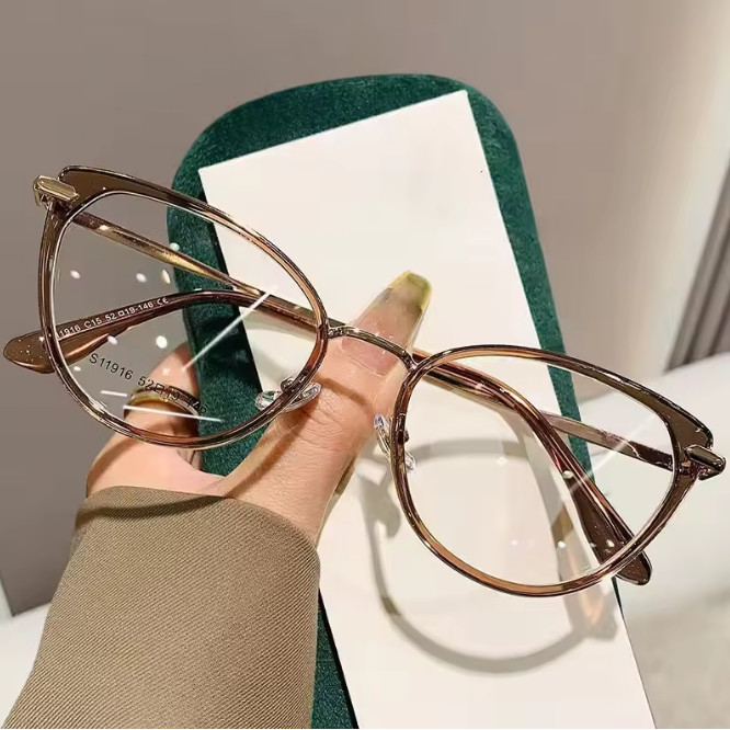 Kacamata Minus Fashion Korea Retro Anti Blue Light anti Radiasi Model Cat Eye gucc minus lens zhijin