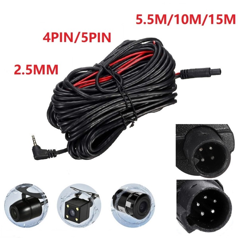 2.5mm 4Pin/5Pin Car Rear View Backup Camera Auto Car Camera Filter Reverse Extension Cable Aux Exten