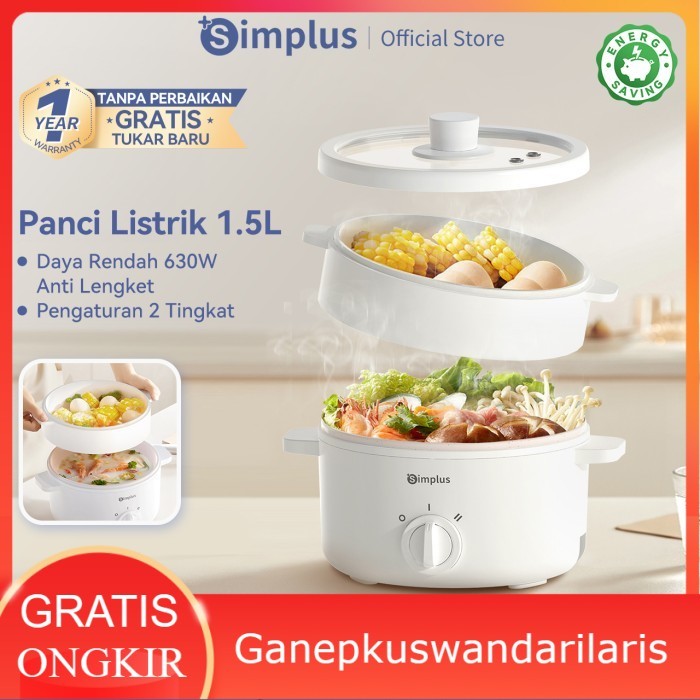 Simplus Panci Listrik Serbaguna Panci Elektrik Steamer Low Watt 630W - Ganepkuswandarilaris