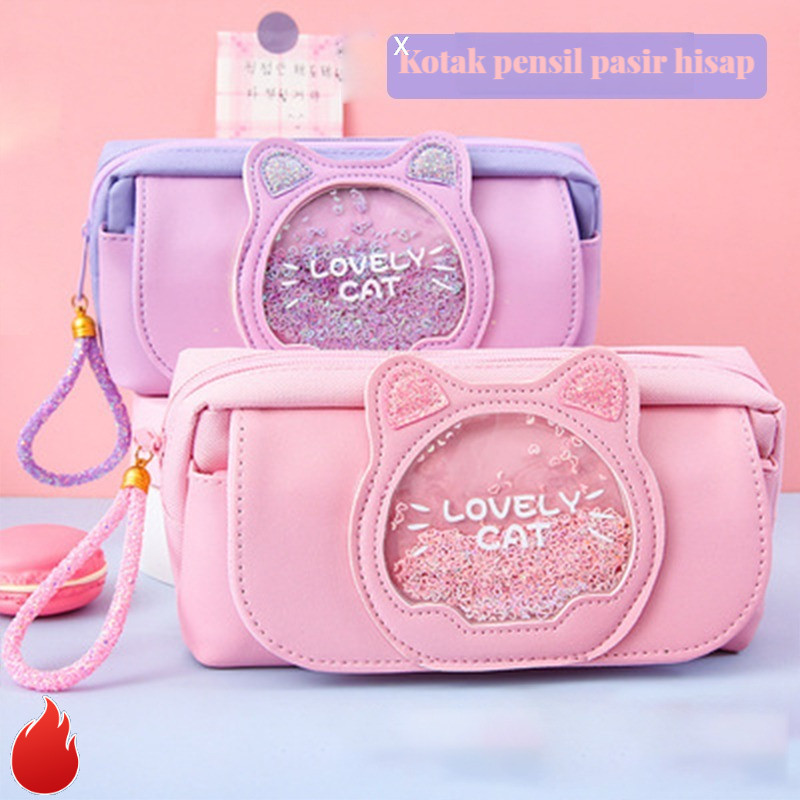 

【Ready stock】 Anak Multifunction Pencil Case Cute Tempat Pensil Cartoon QuickSand Animal Kotak Tempat Pensi