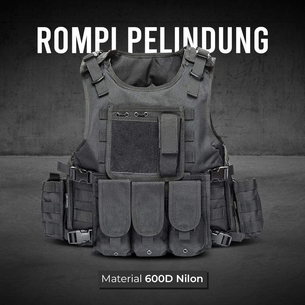 

- JPC Rompi Pelindung Airsoft Gun CS Tactical Vest Combat Pocket - G0301 -