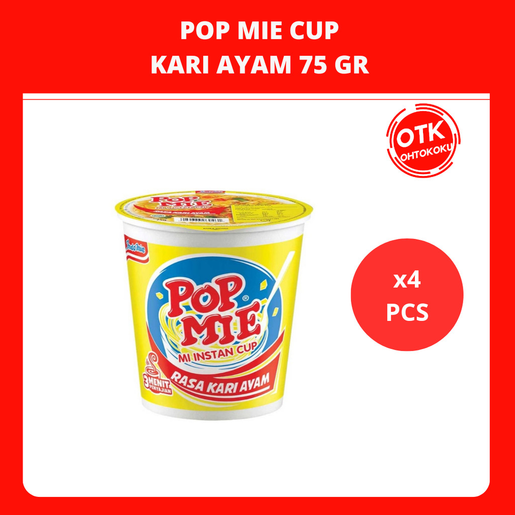

Pop Mie Mi Instan Cup Rasa Kari Ayam 75 gr x 4 pcs