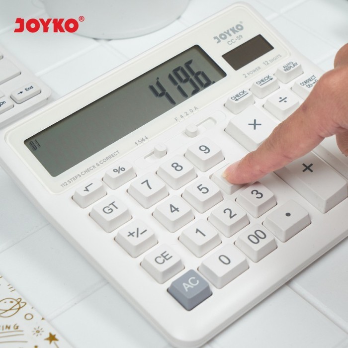 

JOYKO Calculator Kalkulator CC-59 12 Digits Check Correct Warna Putih