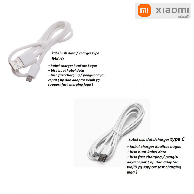 (putih) Usb C & micro kabel charger xiaomi Mi max 1 - Mi max 2 (MDE40/MDI40) - Mi max 3 - Mi max 4 -