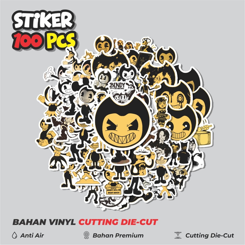 

Terbaru! 50 pcs Stiker Kartun Bendy and the Ink Machine Dekorasi Lucu Kreatif untuk Notebook, Skateboard, HP