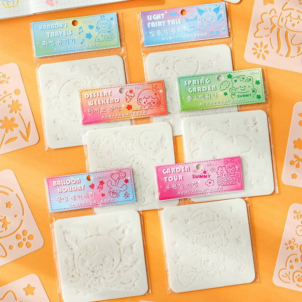 

CETAKAN MENGGAMBAR / CETAKAN MELUKIS GAMBAR KARTUN KAWAII CUTE ISI 8 PCS BAHAN PVC EASY TO CLEAN