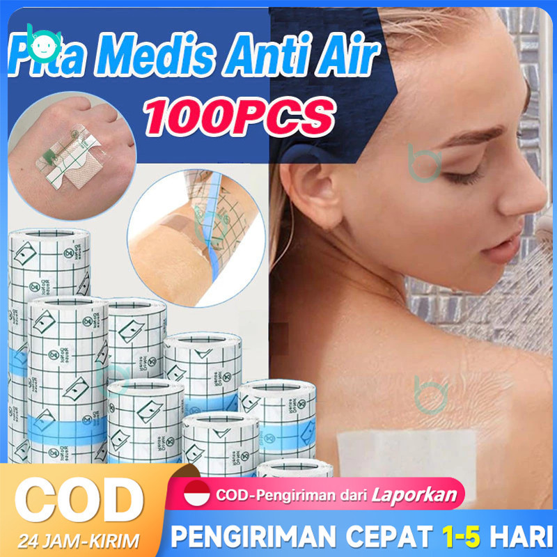 10M Plester perban anti air Perban Medis Film Plester PU Film Dressing Pita Anti Air Tranparent Film