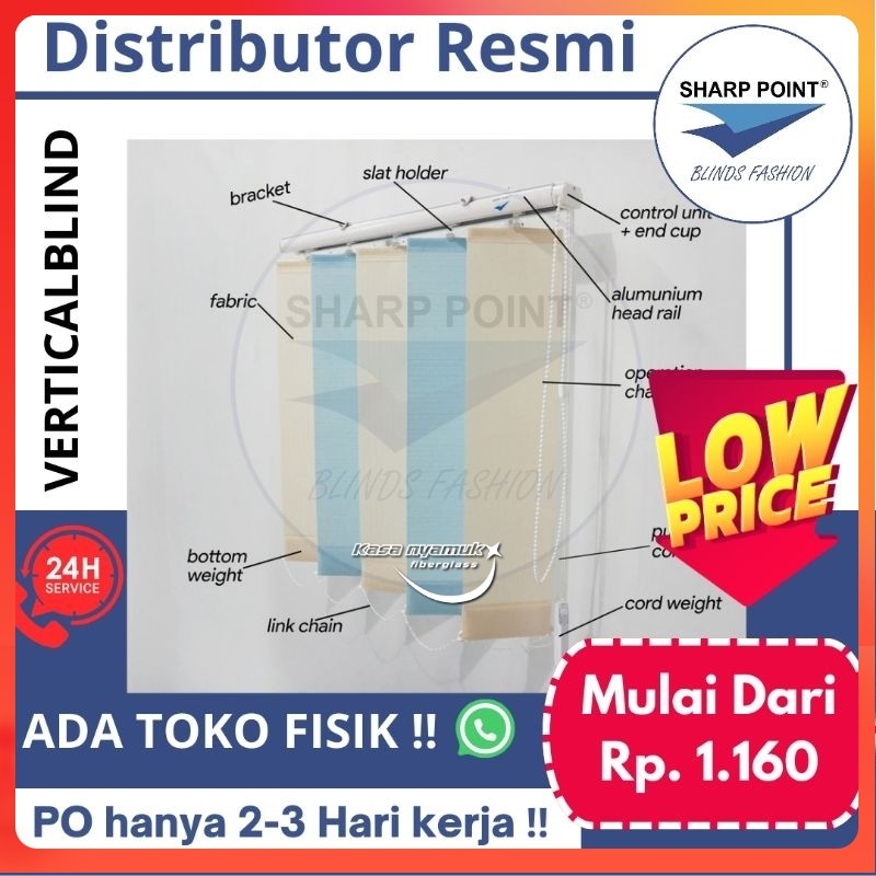 Tirai Vertical Blind Dimout / Blackout, Krey Lipat, Tirai Jendela Minimalis