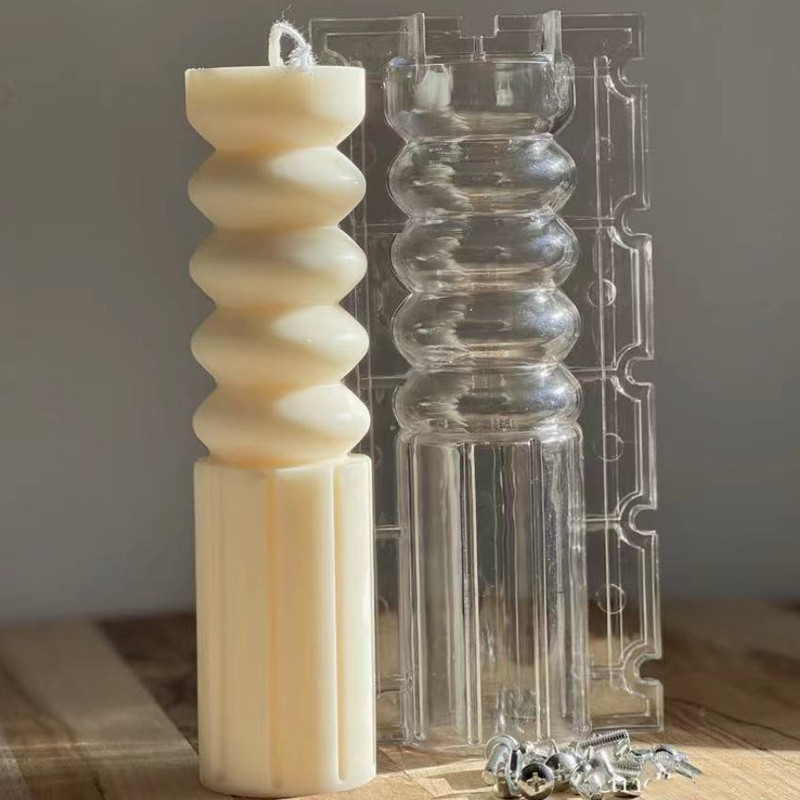 

Geometric Stripe Cylinder Candle Mold Plastic Acrylic Spiral Column Pillar Mold Candle Molds Handmade Gift Home Decoration
