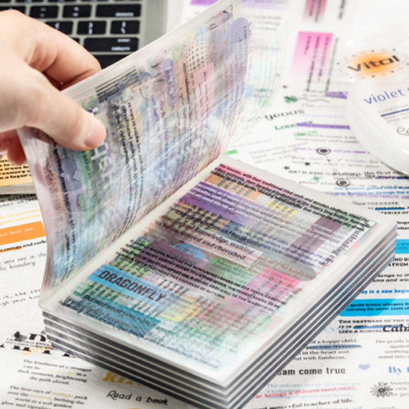 

Mr Paper 20pcs/bag Word Cure PET English Sticker Book Handbook Material Decorative Stickers DIY Photo Frame Scrapbook Journal