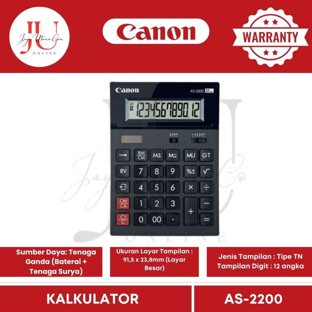 

Canon AS-2200 Kalkulator Desktop - Original Kalkulator 12 Digits / Canon AS-2400 Kalkulator Desktop - Original Kalkulator 14 Digits