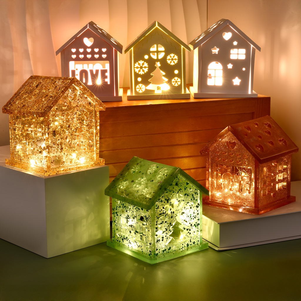 

3D House Silicone Mold DIY Tree Love Star House Ornament Decor Plaster Epoxy Resin Candle Holder Mold Crafts Making