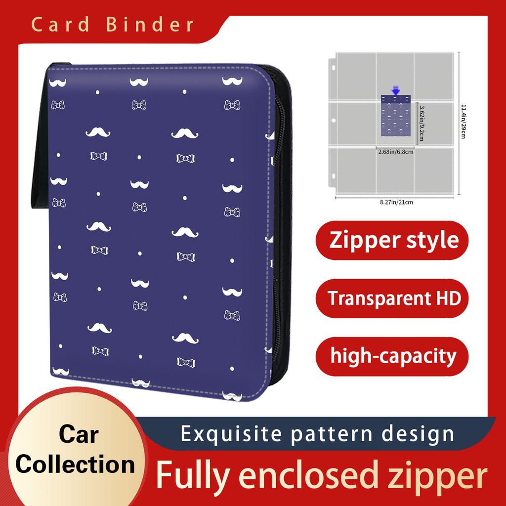 

British style Card Binder 9 Pocket Trading Card Holder Anime Card Binder with 50 inner Pages Zipper Holder Up to 900 Cards 2-05