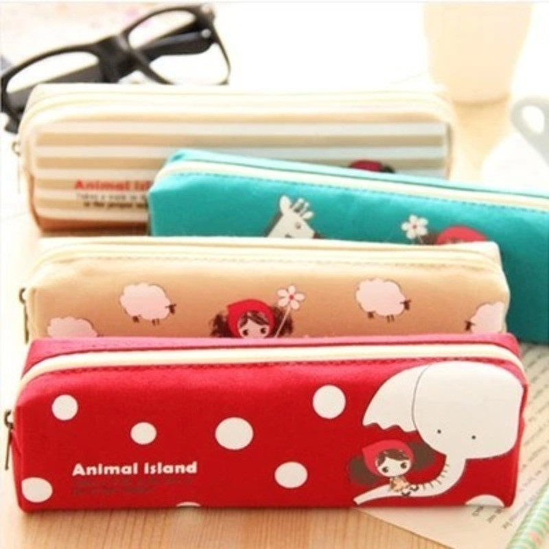 

1 Piece Lytwtw's Kawaii Girl Pen Pencil Bag Canvas School Offfice Stationery Makeup Pouch Case holder organizer Cute Things Gift
