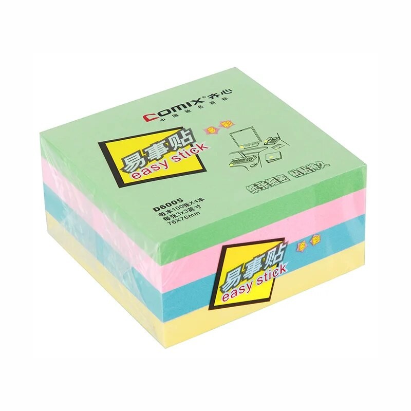 

Comix 400 Sheets 3*3in Easy Sticky Notes Self-Adhesive Memo Pads Mixed Colors Label Message Stickers For School Office Students