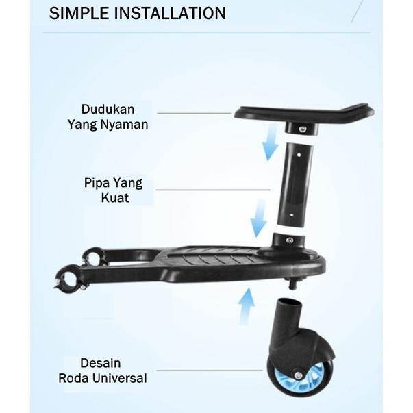 LOGU Stroller Pedal , Pijakan dudukan stroller, Dudukan extention stroller - Hitam