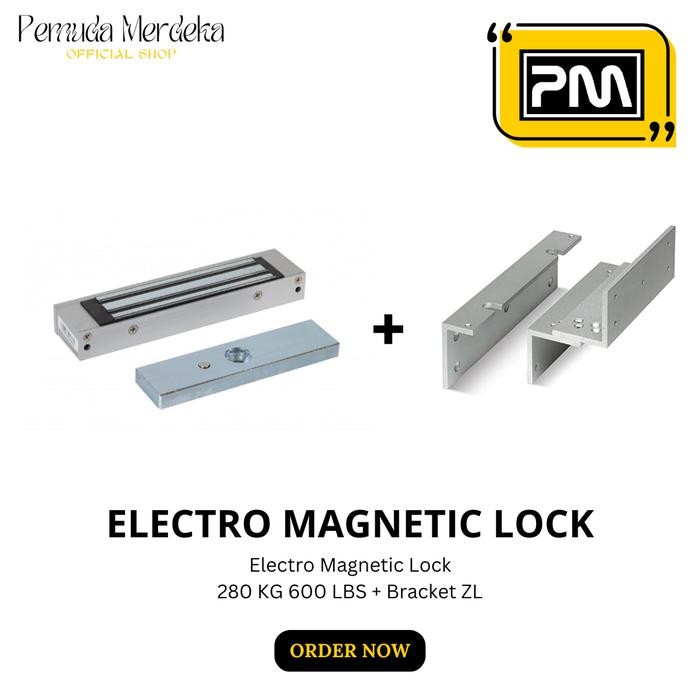 

EM Lock 600 Lbs Electro Magnetic Lock 280 Kg 600 Lbs + Bracket ZL Pemuda Merdeka