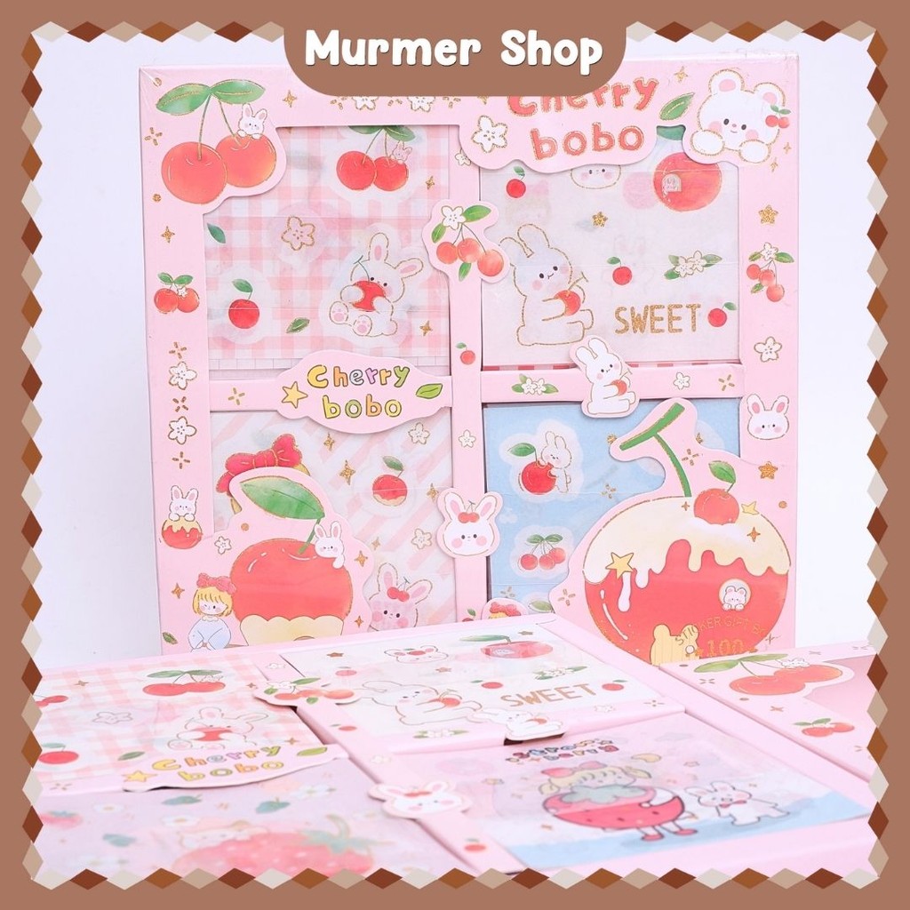 

Sticker Senmu Joytop ST-2364 Isi 100 Paket Sticker stiker jurnaling journal set pastel pink lucu box Imut