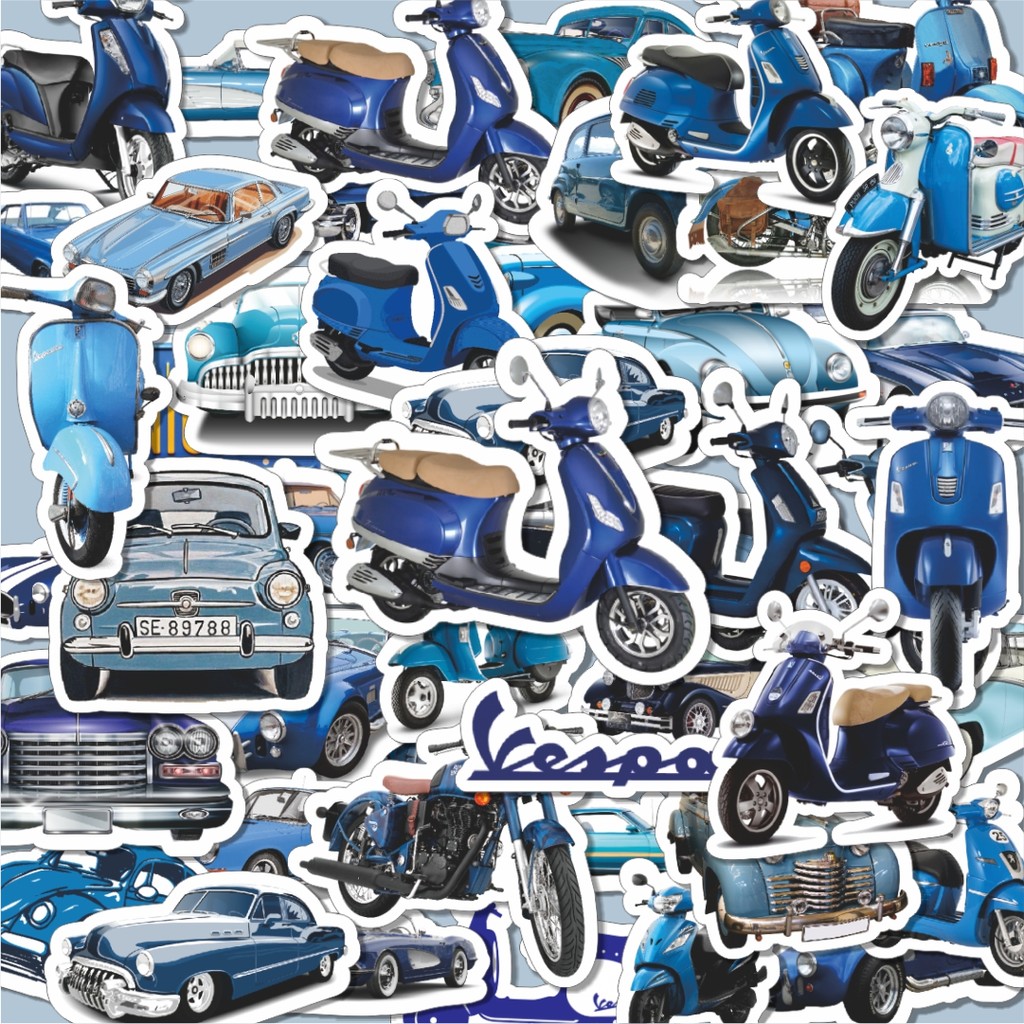 

100PCS Lucu Stiker Mobil Motor Vespa Biru Stiker Aesthetic Stiker Anti Air Stikers Berperekat Waterproof sticker decal buat Motor Helm Buku Journal Koper Casing HP Laptop Botol Minum Hadiah anak