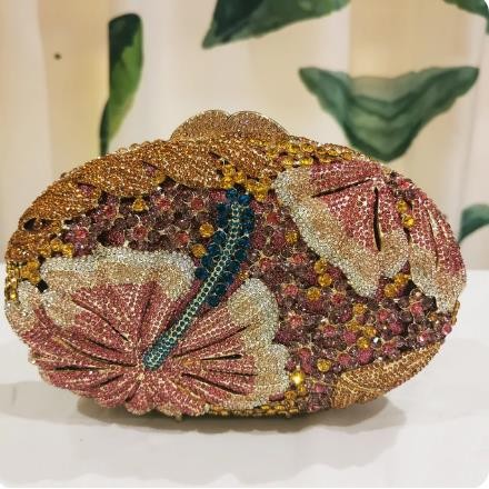 XUYUAN Flower Clutch Purse Luxury For Women Wedding Party Rhinestone Sequin Bags Golden High Quality