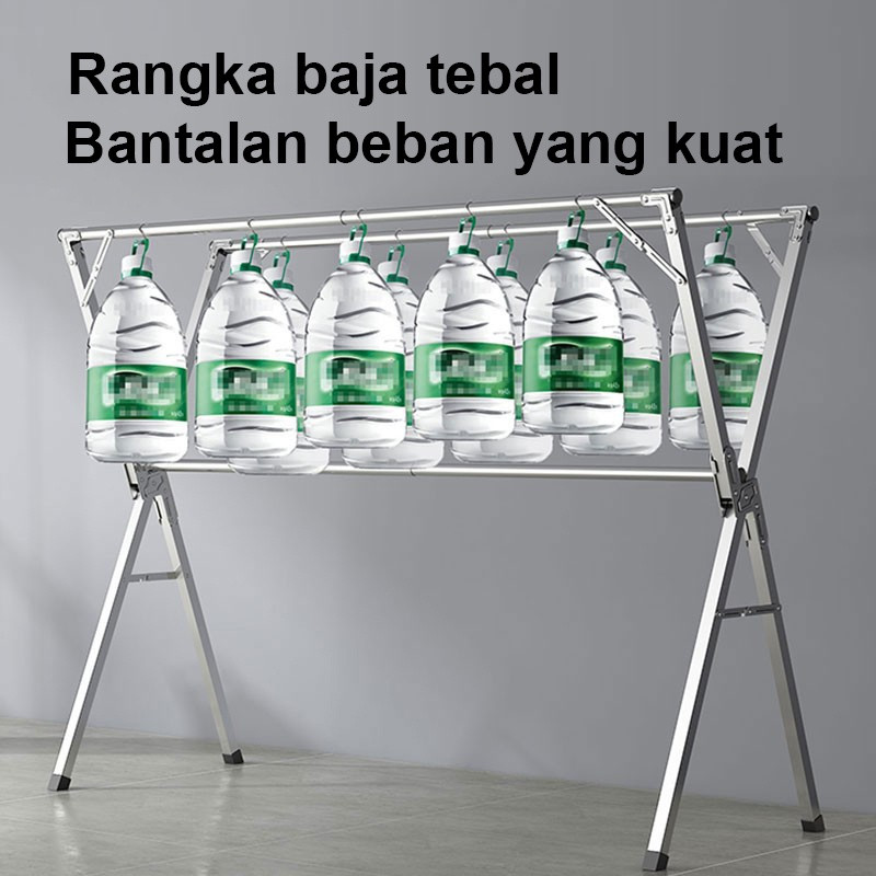 Jemuran Baju Stainless Steel SUS 304 - Jemuran Lipat Dinding - Anti Karat & Kuat - Jemuran Pakaian M