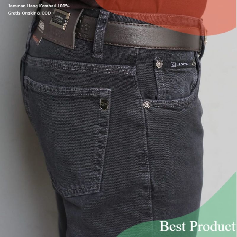 Celana Jeans Panjang Pria LEGOSH ORIGINAL Standar Reguler Fit Bahan Softjeans Tebal Halus Tidak Mela