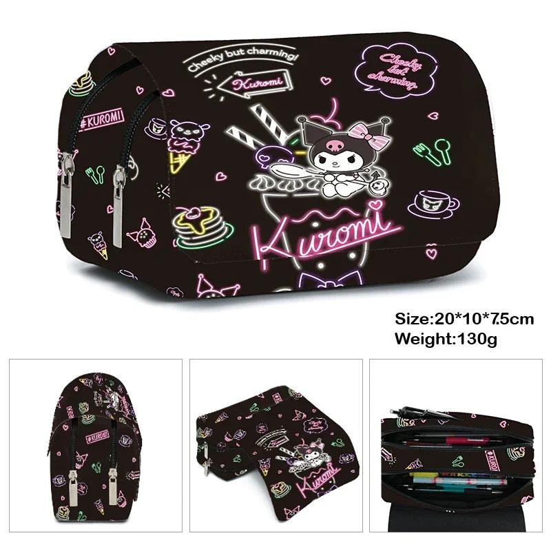 

HOT Printing Peripheral Kuromi Double-layer Pencil Bag Primary and Secondary School Students Cartoon Pencil Bag