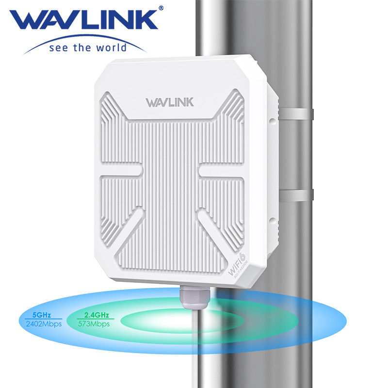 WAVLINK WiFi6 Outdoor Access Point Dual Band 2.4G+5G AX1800/AX3000 Long Range WiFi Mesh Extender wit