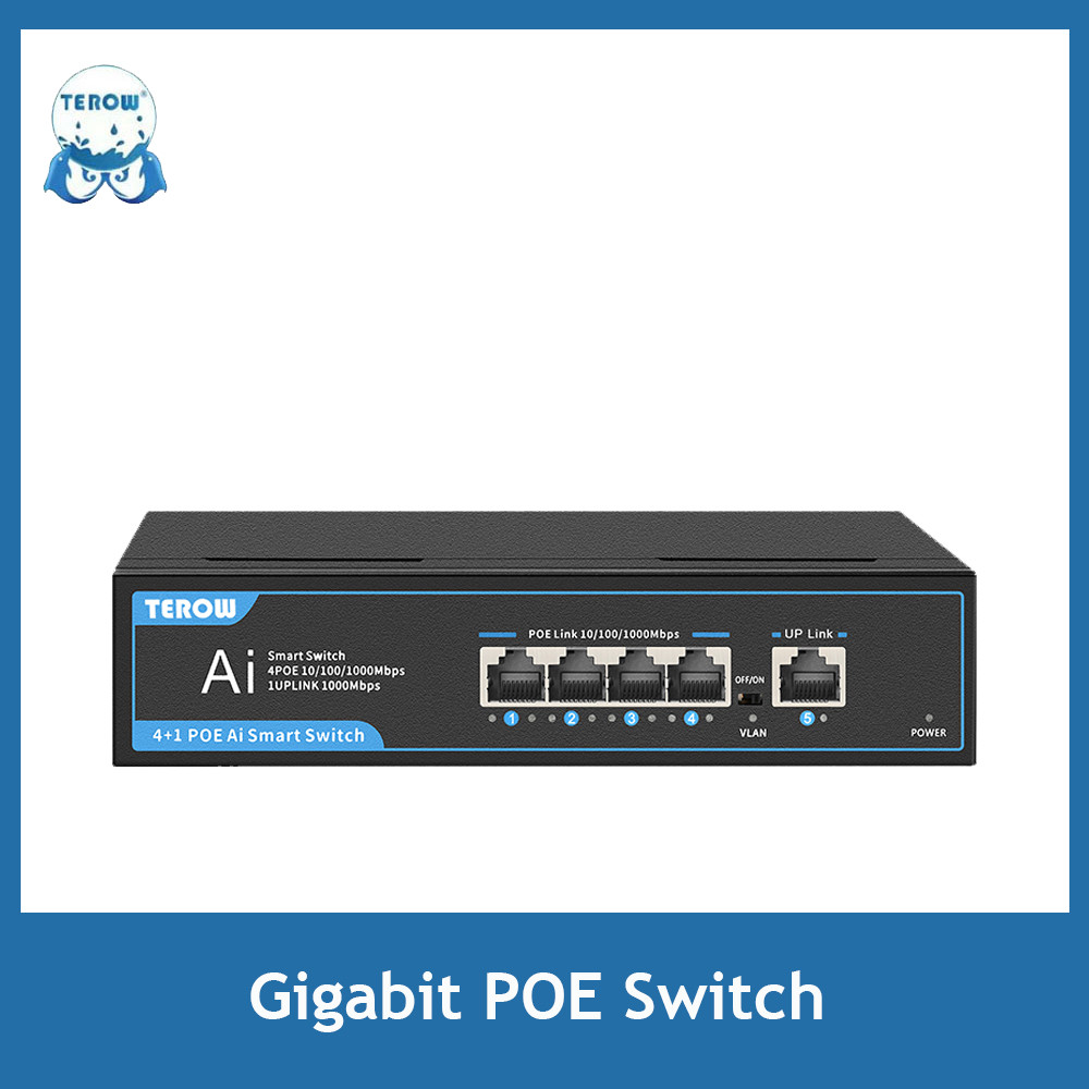 Gigabit Switch POE 5 Port 1000Mbps Network POE Switch Ethernet LAN Desktop Hub for AP, CCTV, IP Came