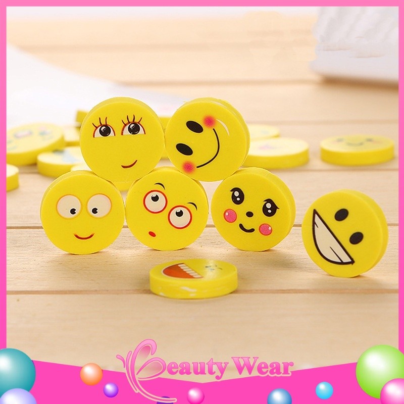 

Penghapus Pensil Karakter Emoji Smile Bulat Lucu Set 4pcs