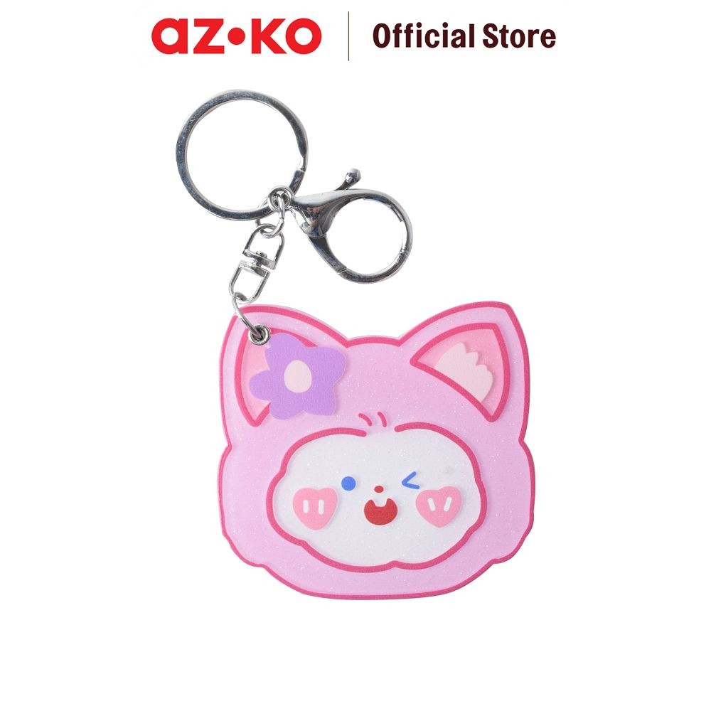 AZKO Ataru Gantungan Kunci Dengan Cermin Cat - Pink Key Chain Key Ring Aksesoris Tas Lucu Aksesoris 