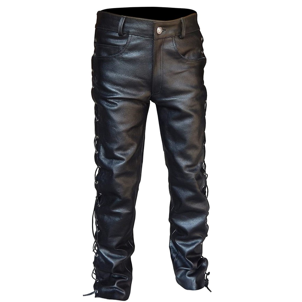 PU Leather Male Long Pants Vintage Goth Style Slim Men's Pants Winter Autumn PUnk SteamPUnk Casual P
