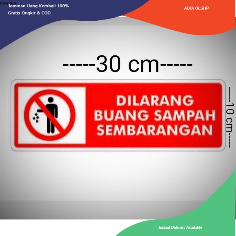 

stiker Sign label Dilarang buang sampah sembarangan sticker tulisan dilarang buang sampah sembarangan anti air