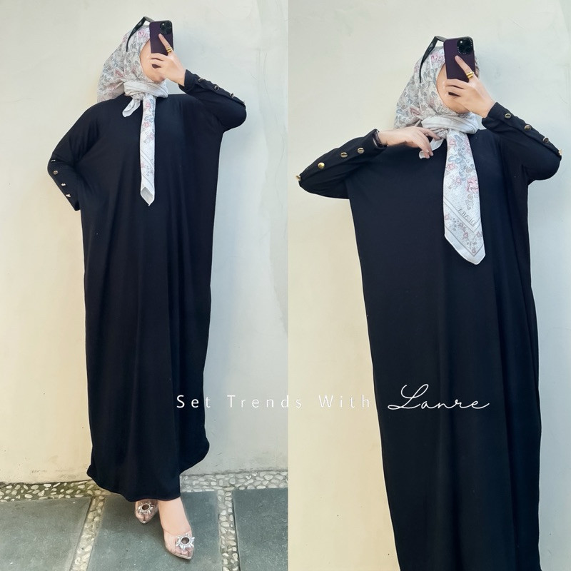 Ria Inara Dress Batwing Kancing Bahan Knit - Gamis Jumbo Murah - Dress Warna Maroon Merah