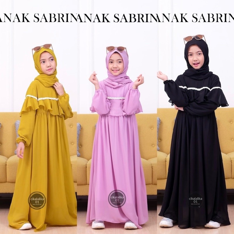 GAMIS ANAK PEREMPUAN SABRINA CERUTY RENDA/ DRESS  SET PASMINA/ GAMIS ANAK PEREMPUAN TERBARU 2024 /Ga
