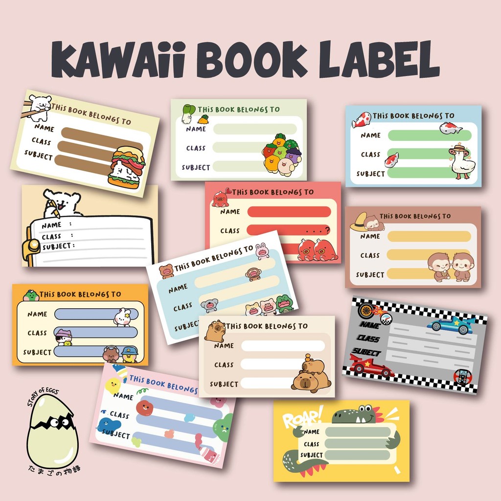 

Japan Kawaii Aesthetic Book Label Sticker label nama Anak Buku Sekolah Stiker nama buku tempelan