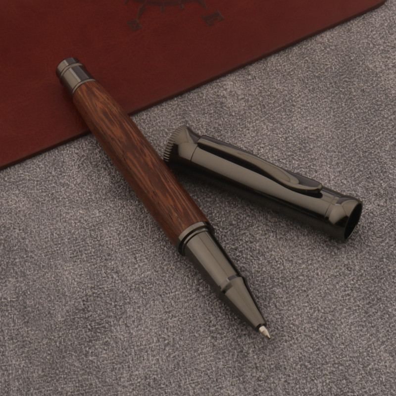 

1Pc Wenge wooden Ballpoint Pen Gun Grey Ink Gel Pen Bullet Tip 0.5mm Rollerball Pen School Office Supplies Stationery Pen