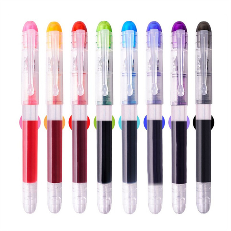 

Luxury Quality Transparent 8 Colour Ink Business Office Student School Supplies Fine Nib Fountain Pen