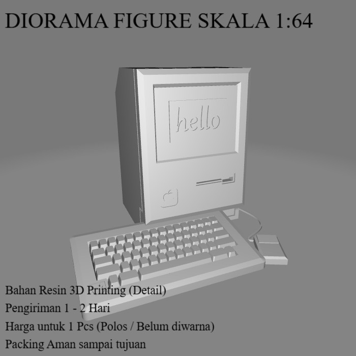 Diorama Miniatur  Computer Komputer Macintos  Skala 1/64 Mini Figure Diecast