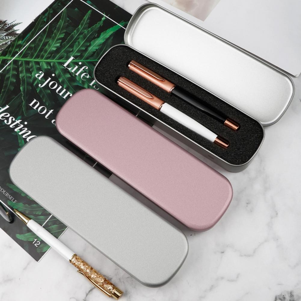 

1X Fountain Pen Box Metal Pencil Case School Stationery Box For Kid Student Pen Case Cute Tin Box Multifunction Storage Box Gift
