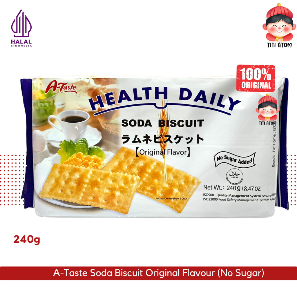 

A-Taste Health Daily Soda Biscuit Crackers No Sugar Tanpa Gula Tidak Manis Original Flavor 240g