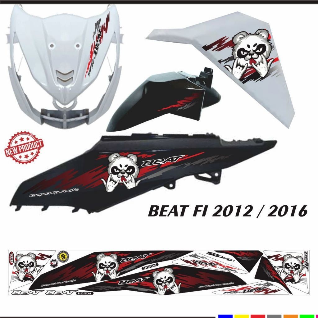 VARIASI STIKER MOTOR STRIPING BEAT FI MOTIF PANDA KEREN STIKER KEREN